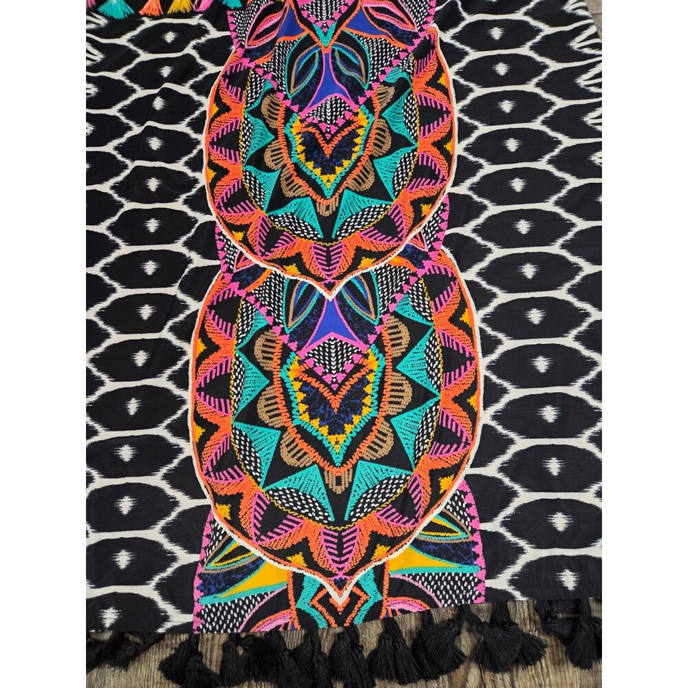 Trina Turk x Inc Halter Short Blouse Dress Artsy Multicolor Fringed Small - Picture 2 of 5